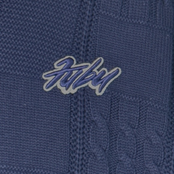 Vintage Y2K FUBU Navy Blue Cable Knit V-Neck Sweater Vest XXL 90s Streetwear - Picture 6 of 10